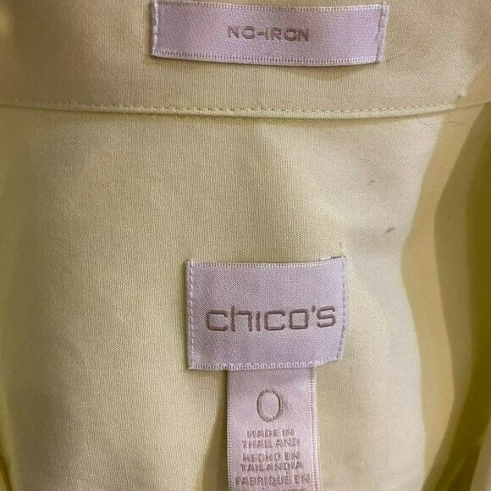 Chicos Womens Yellow No-Iron Long-Sleeve Button-Up Shirt Size S Professional - Picture 5 of 11